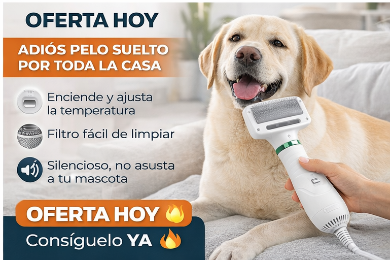 🐶 Cepillo Secador de Mascotas 2 en 1 🔥