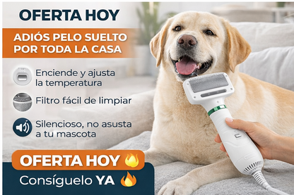 🐶 Cepillo Secador de Mascotas 2 en 1 🔥