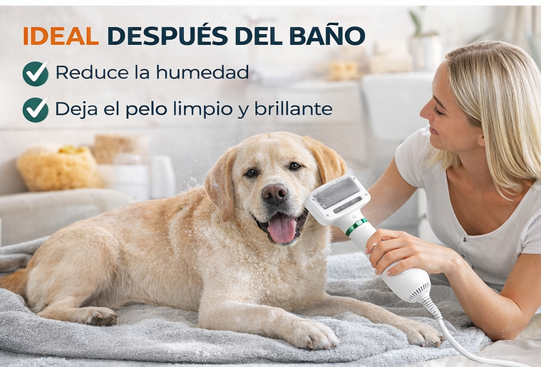 🐶 Cepillo Secador de Mascotas 2 en 1 🔥