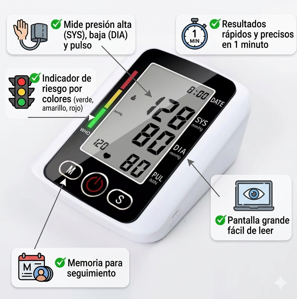 Tensiómetro de brazo digital , español