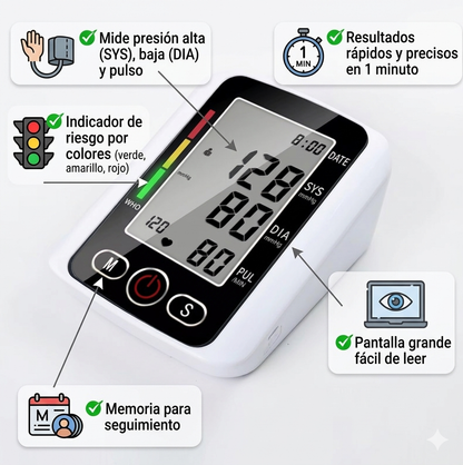 Tensiómetro de brazo digital , español